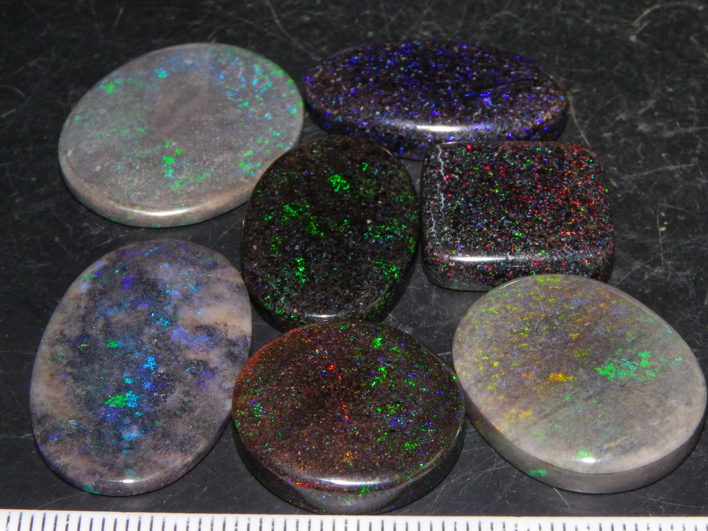 Nice Cut/Polished/Treated Andamooka Opal Parcel 85cts 7 Stones Blue/Green/Purple/Reds