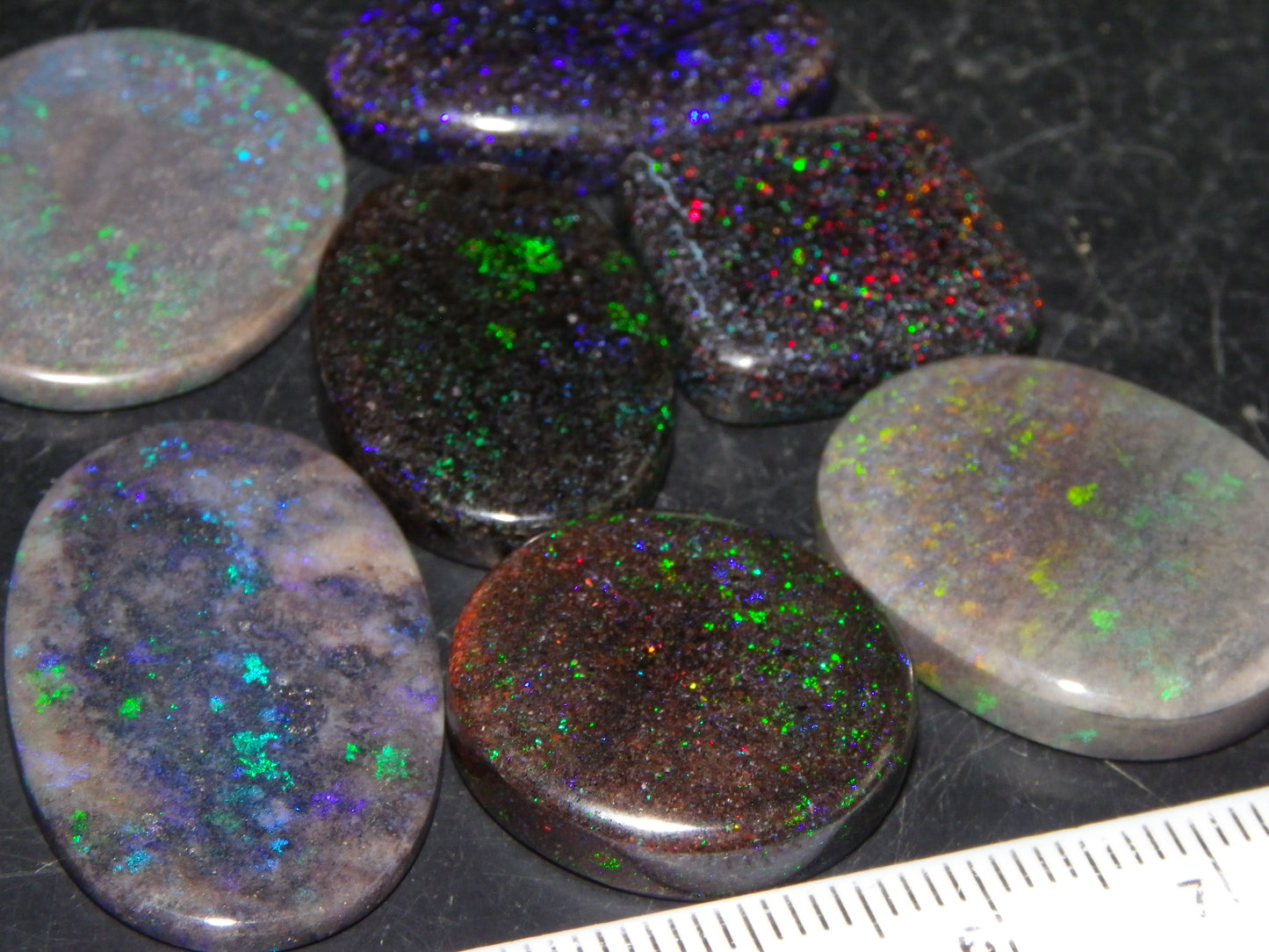 Nice Cut/Polished/Treated Andamooka Opal Parcel 85cts 7 Stones Blue/Green/Purple/Reds