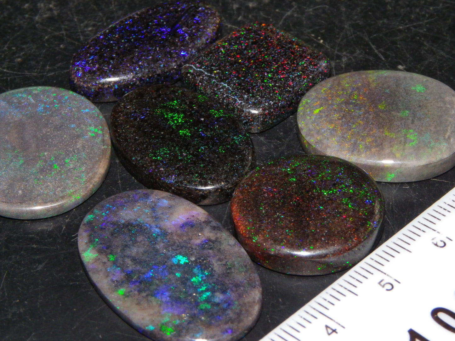 Nice Cut/Polished/Treated Andamooka Opal Parcel 85cts 7 Stones Blue/Green/Purple/Reds