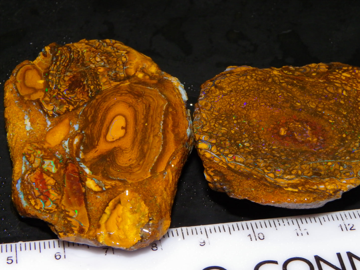 2 Nice Larger Rough/sliced Koroit Opals 476cts Queensland Australia Pattern/Fires :)