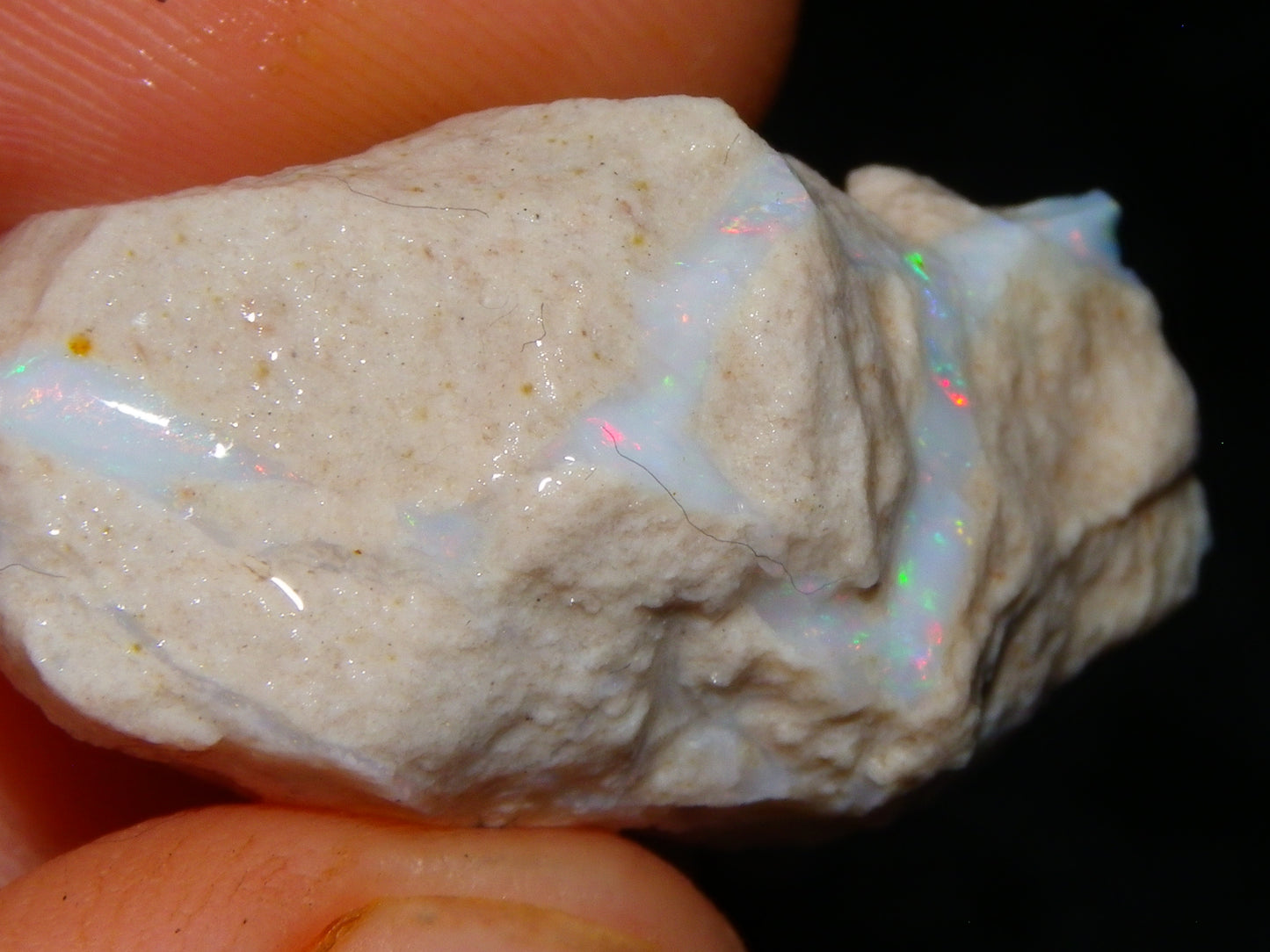 3 Nice Rough Coober Pedy Opals 78.4cts Multicolour Fires/Bars White/Crystal Base
