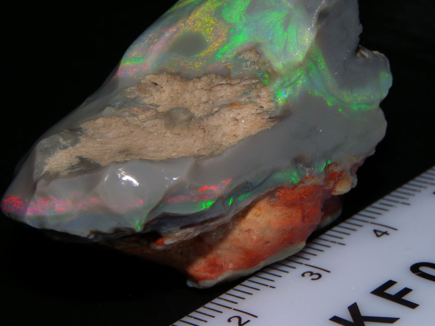 Huge 173.14cts Lightning Ridge Rough Seam Opal Grey Base Multicolour Fires/Bars