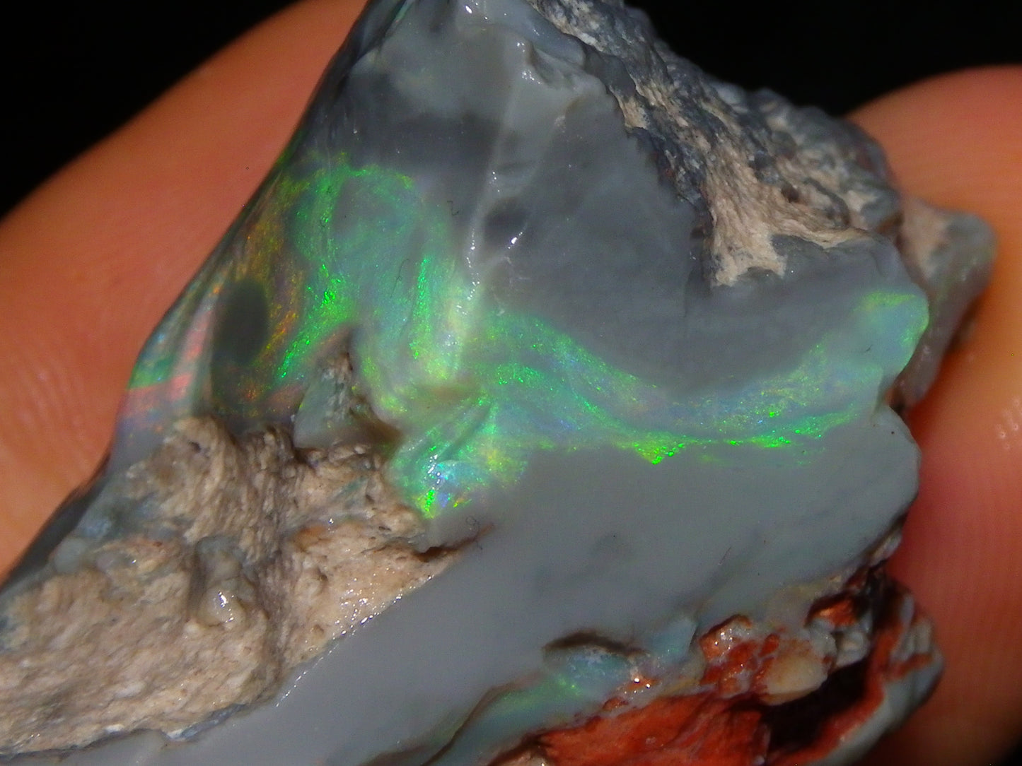 Huge 173.14cts Lightning Ridge Rough Seam Opal Grey Base Multicolour Fires/Bars
