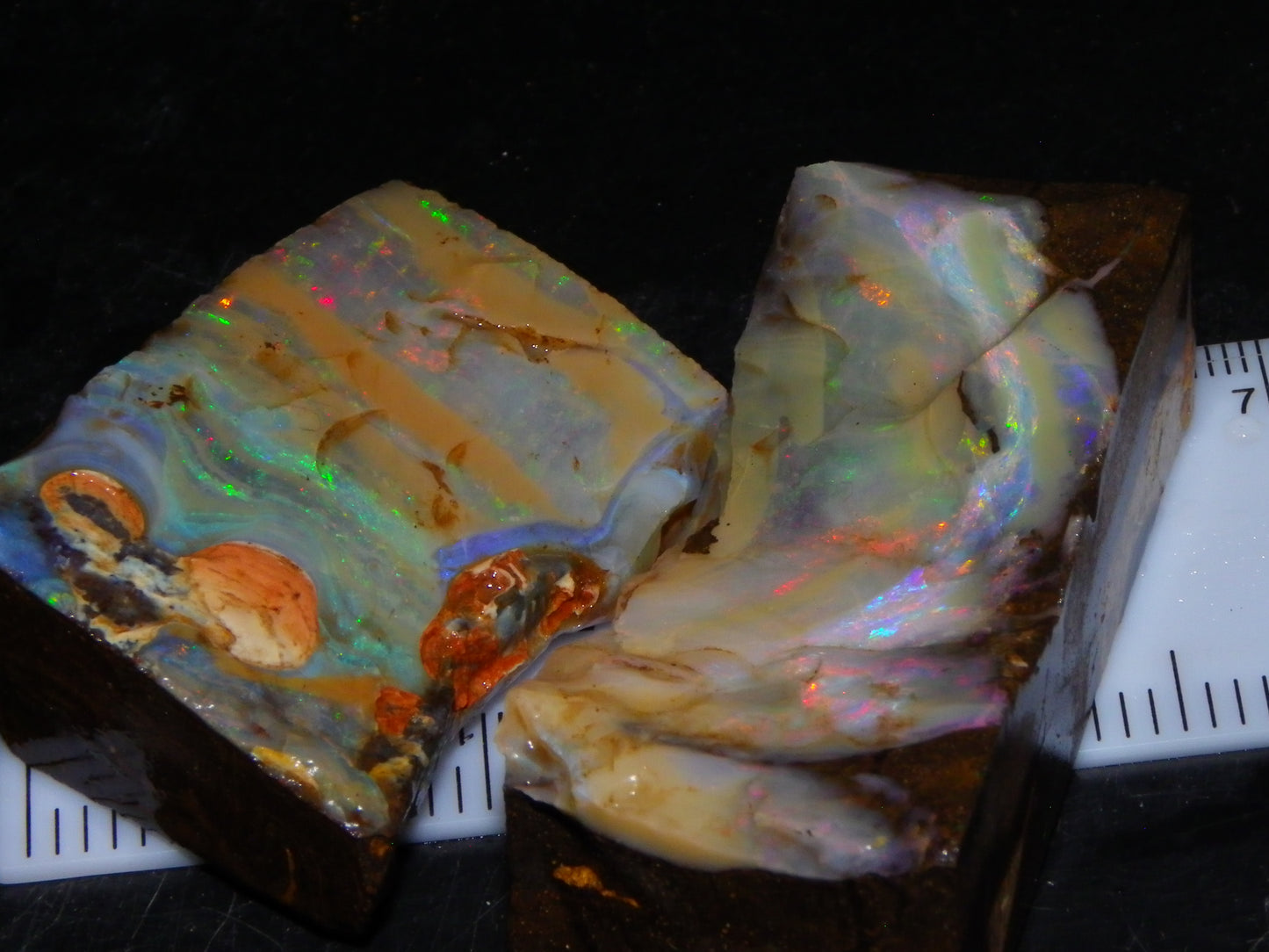 2 Nice Boulder Opal Rough Specimens 400cts Queensland Australia Fires/Patterns