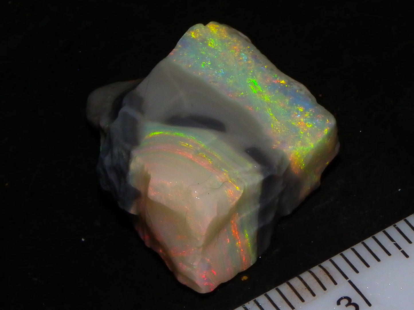 Quality Lightning Ridge Seam Opal Rough Stone 25cts Multicolours 2 Sections