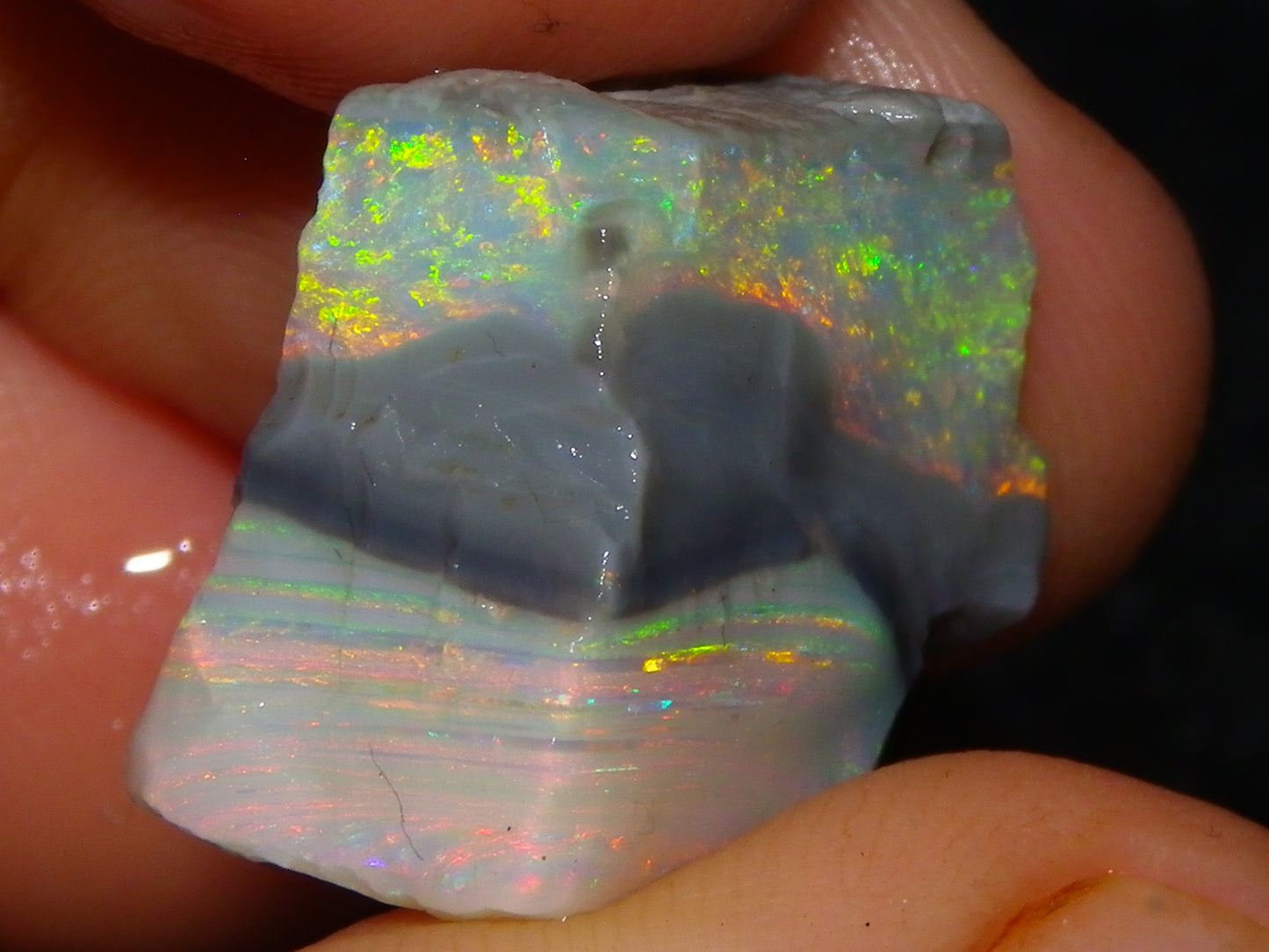 Quality Lightning Ridge Seam Opal Rough Stone 25cts Multicolours 2 Sections