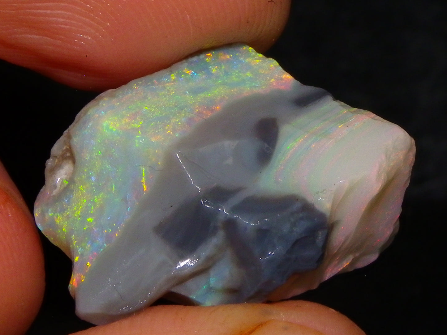 Quality Lightning Ridge Seam Opal Rough Stone 25cts Multicolours 2 Sections
