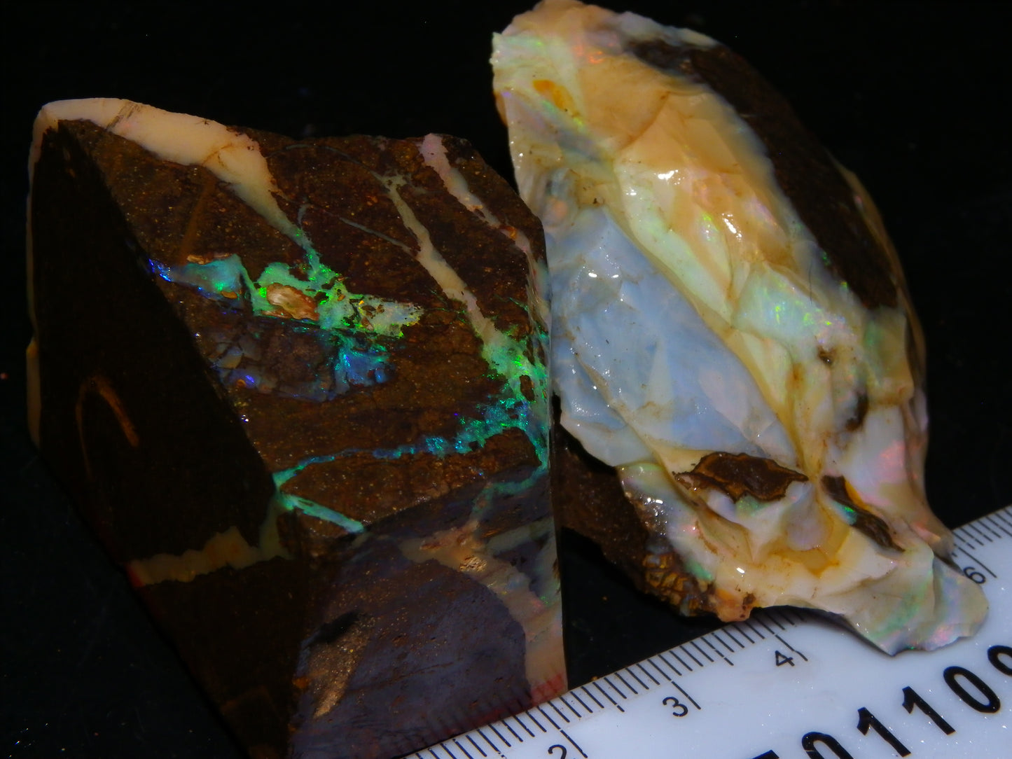 2 Nice Chunky Rough/Sliced Boulder Opal Specimens 705cts Queensland Australia