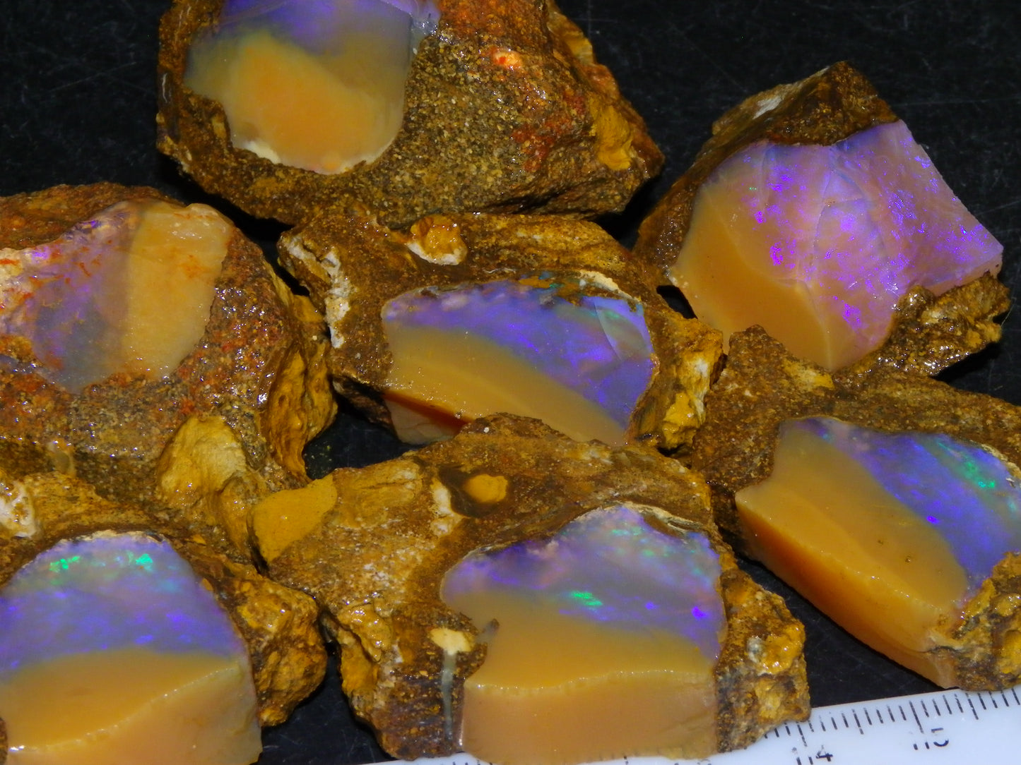 Nice Opalton Pipe Opal Sliced set/Parcel 962cts Blue/Purple/Greens Crystal Opal