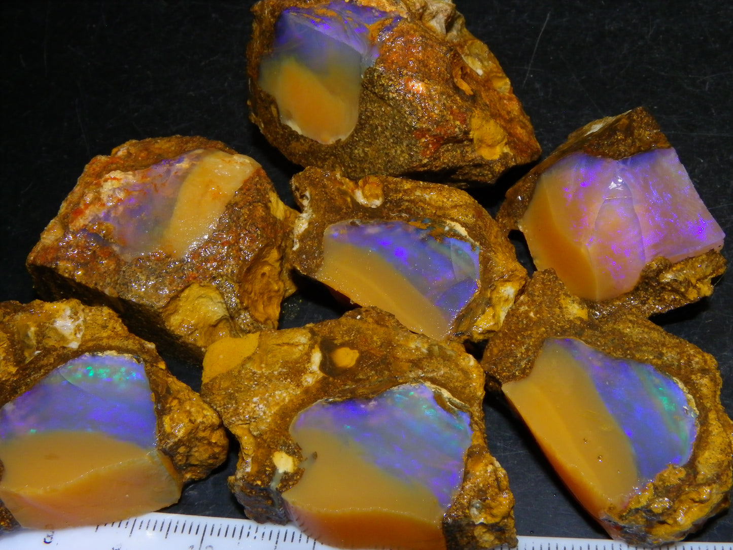 Nice Opalton Pipe Opal Sliced set/Parcel 962cts Blue/Purple/Greens Crystal Opal