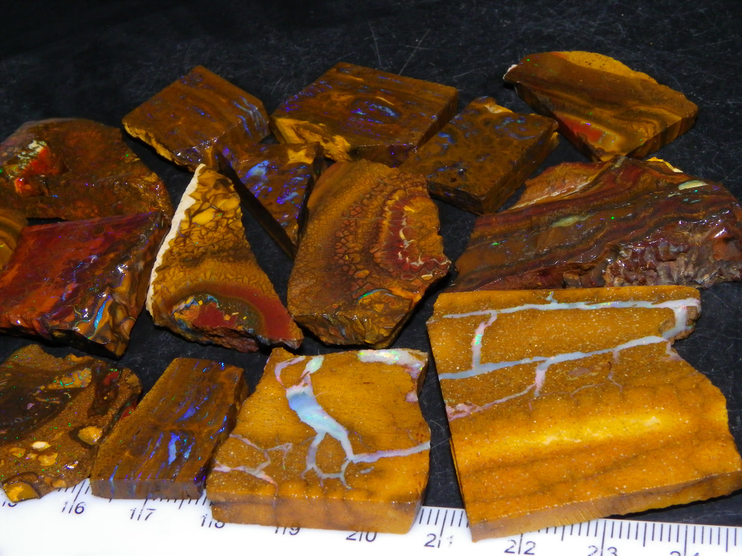 Nice Rough/Sliced Boulder/Matrix Opal Parcel 587cts Queensland Australia Patterns/Fires