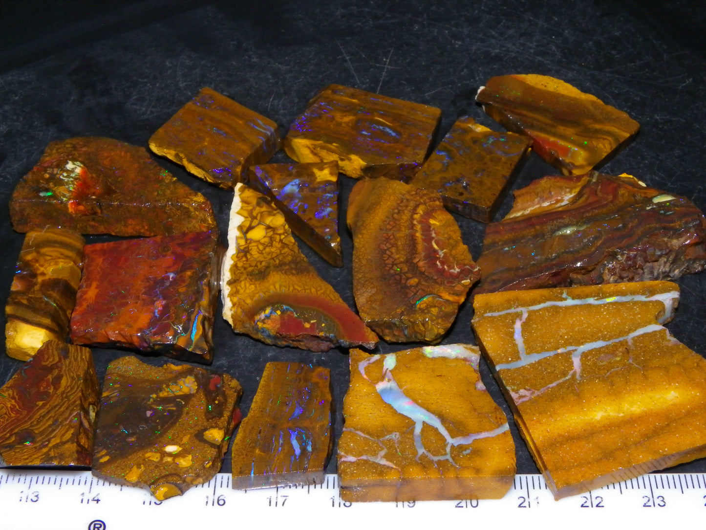 Nice Rough/Sliced Boulder/Matrix Opal Parcel 587cts Queensland Australia Patterns/Fires