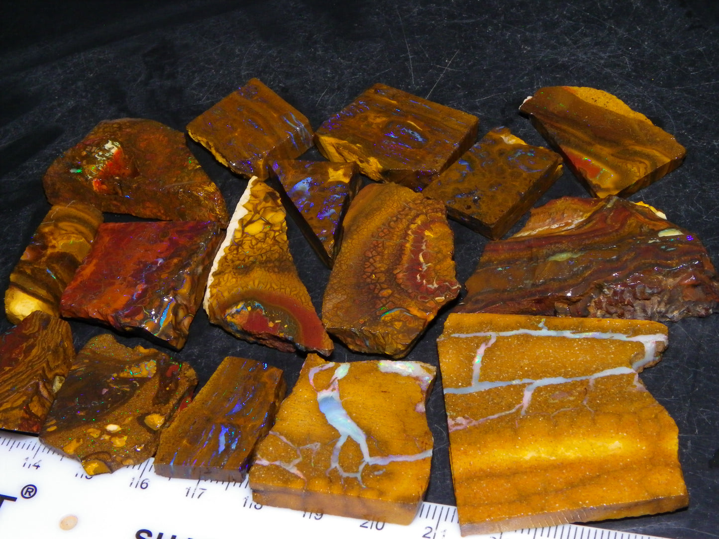 Nice Rough/Sliced Boulder/Matrix Opal Parcel 587cts Queensland Australia Patterns/Fires