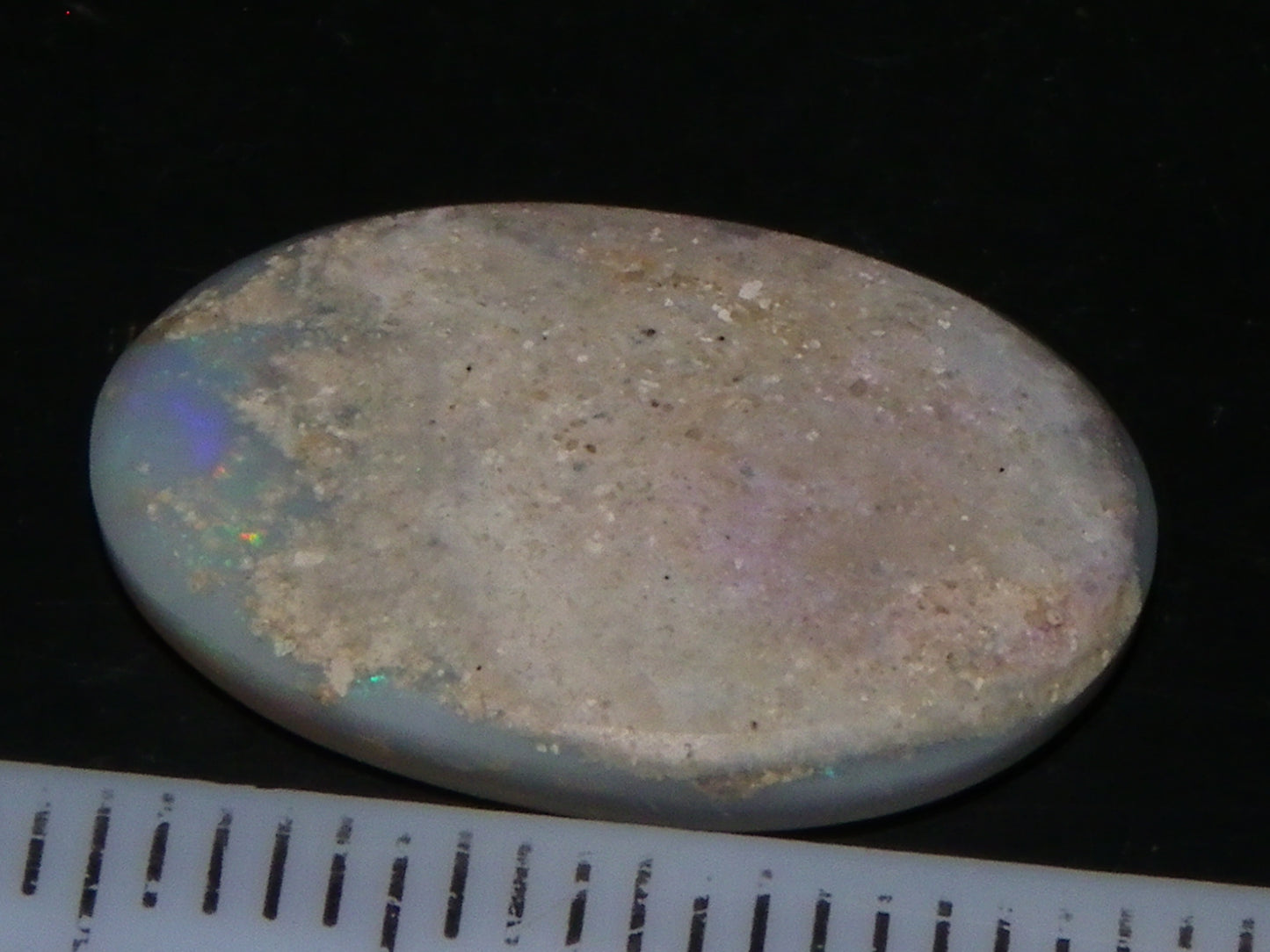 NIce Cut/Polished Mintabie Seam Opal Cab 4.8cts Multicolour Fires 18x12mm