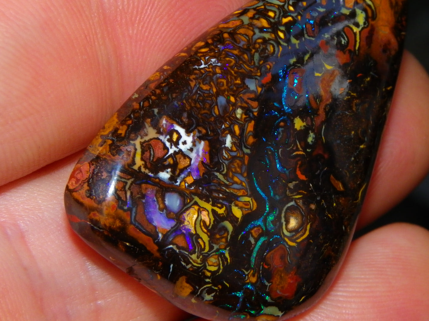 Nice Quality Cut/Polished Koroit Opal Cab/Gem 75.79cts Patterns/Fires Queensland Australia