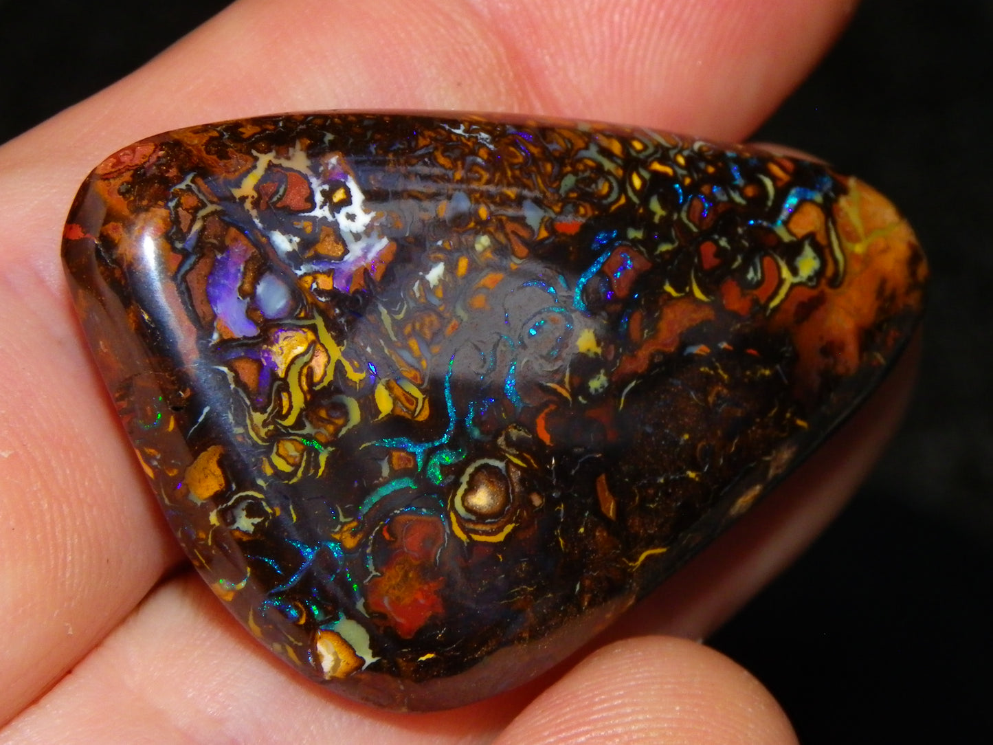Nice Quality Cut/Polished Koroit Opal Cab/Gem 75.79cts Patterns/Fires Queensland Australia