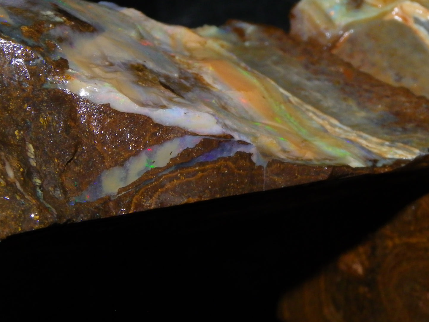 2 Large Split Queensland Boulder Opals 3086cts 5 Faces with Fires 2 matching Split