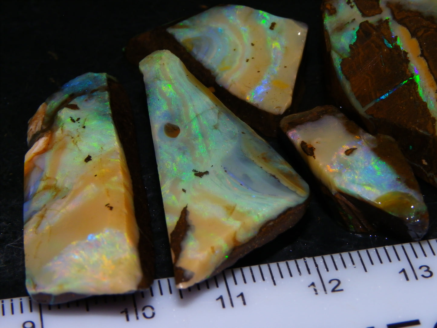 5 Nice Rubbed Boulder Opals 196cts Queensland Australia Patterns/Fires