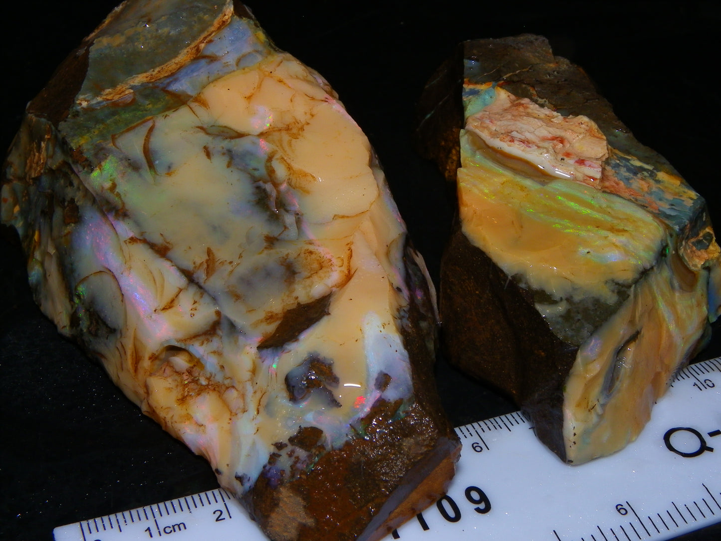 2 Nice Rough Boulder Opal Specimens 2704cts Queensland Australia Some Fires/Patterns