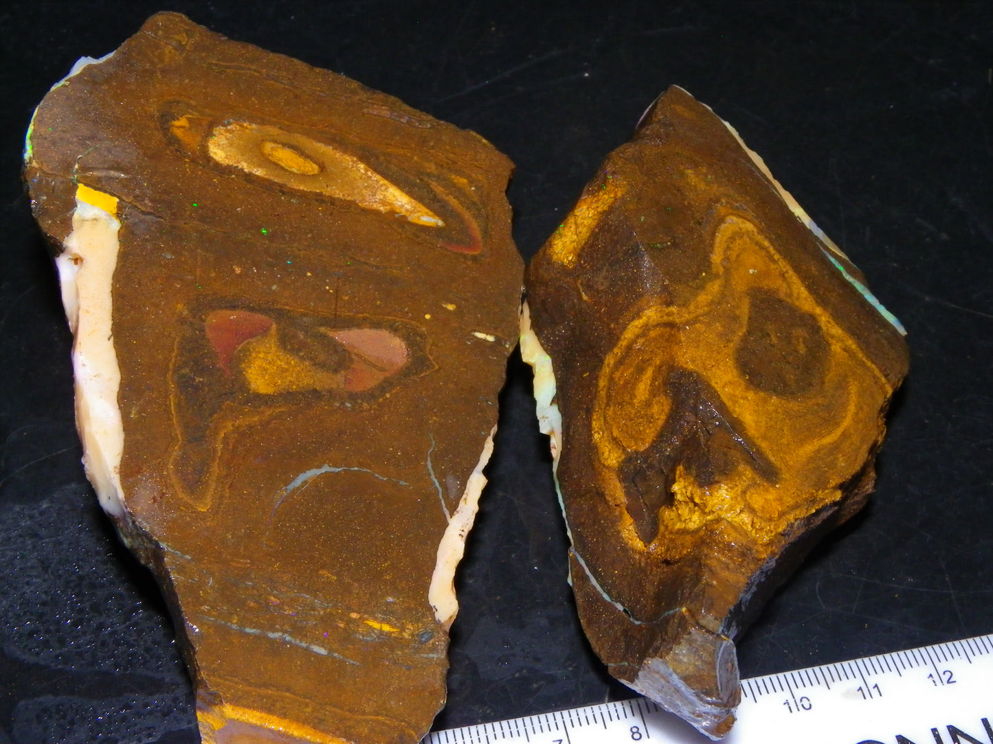 2 Nice Rough Boulder Opal Specimens 2704cts Queensland Australia Some Fires/Patterns