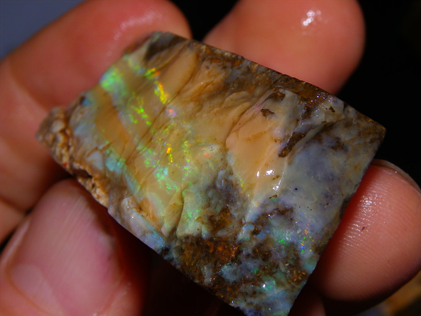 Nice Rough Sliced/Split Boulder Opals 578cts Green/Gold Stripes/Fires Some Reds
