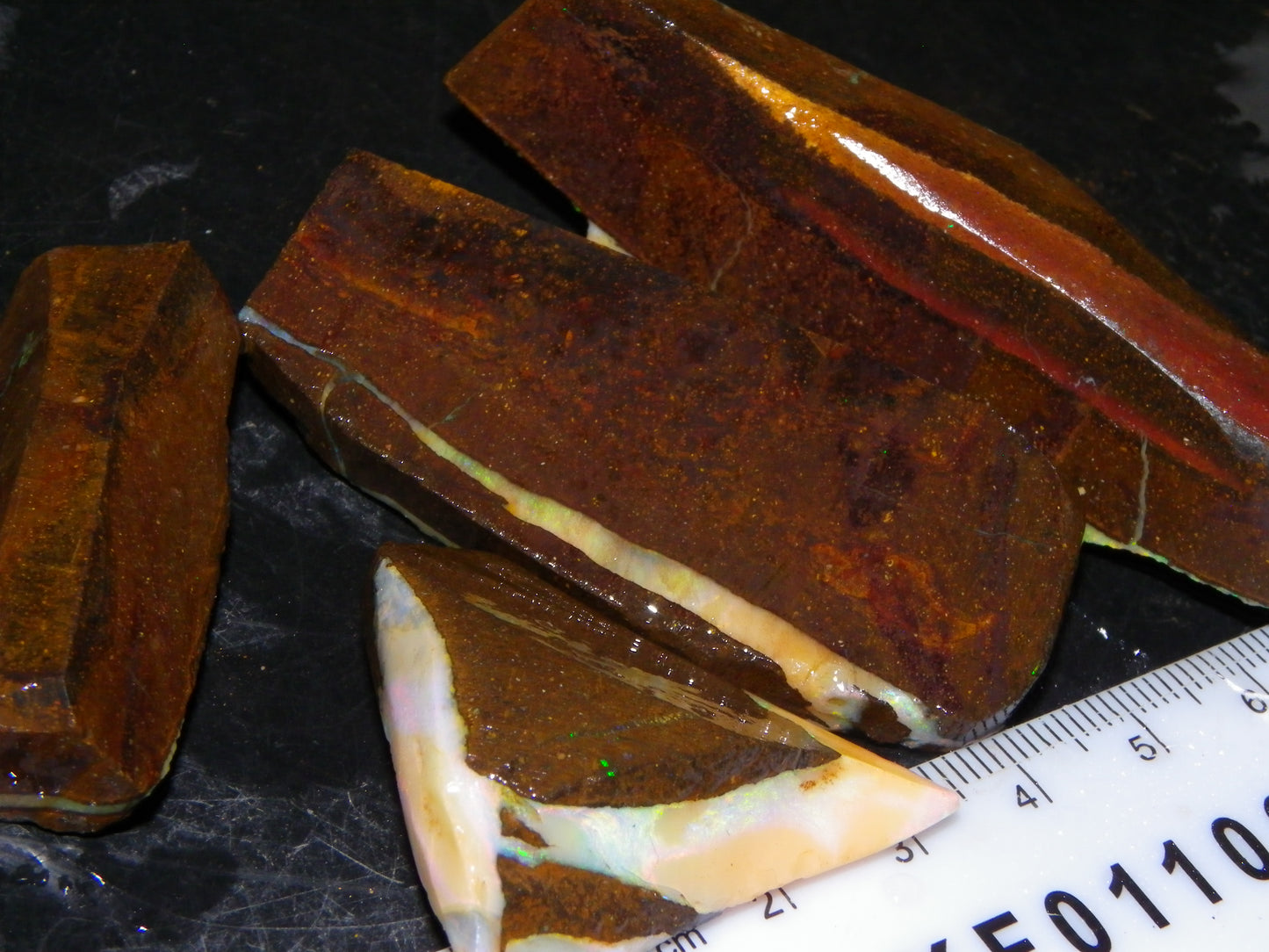 4 Nice Rough/Rubbed Boulder Opals 416cts Queensland Australia Multicolours/Patterns
