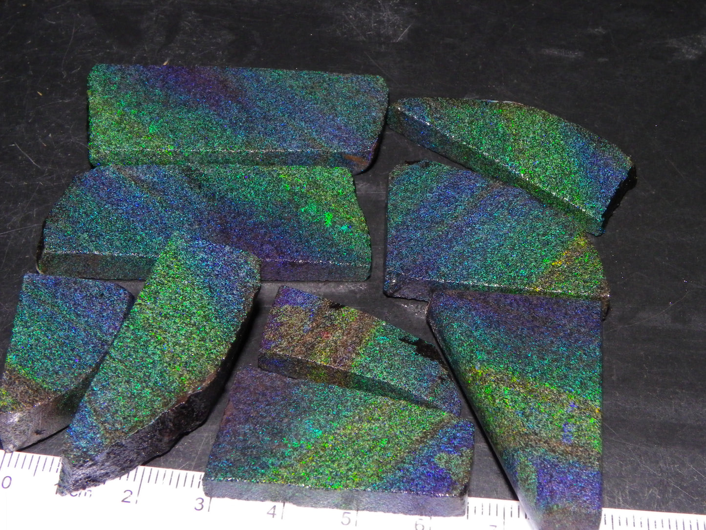 Nice Rough/Sliced/Treated Andamooka Matrix Opal Parcel 383cts Blue/Green Mist/Pinfires matching material