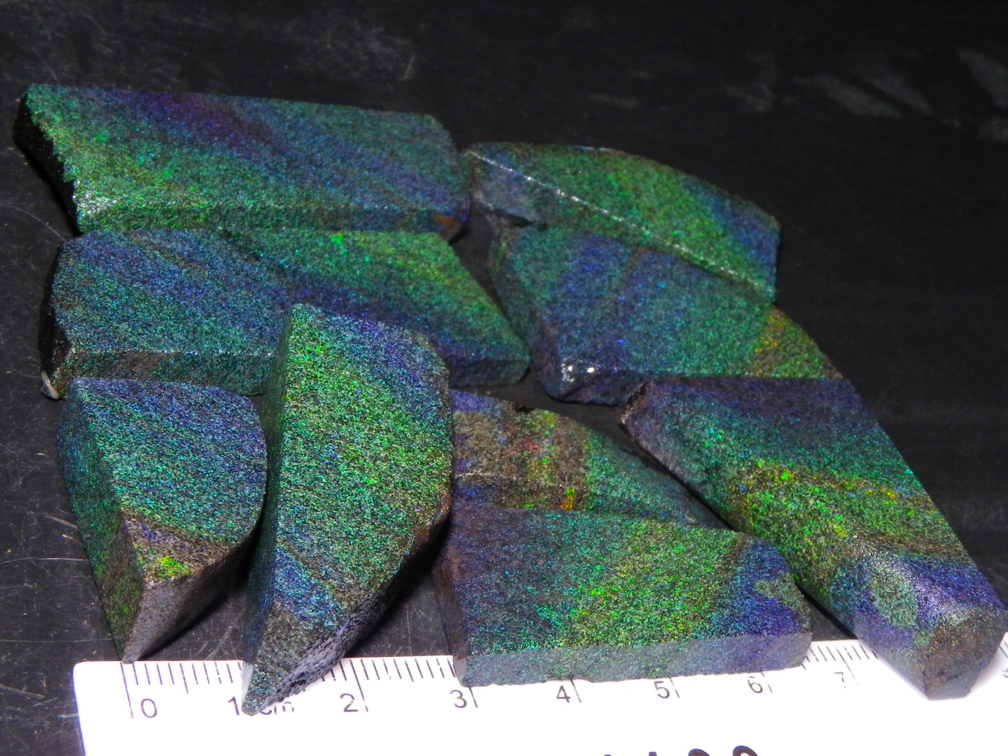 Nice Rough/Sliced/Treated Andamooka Matrix Opal Parcel 383cts Blue/Green Mist/Pinfires matching material
