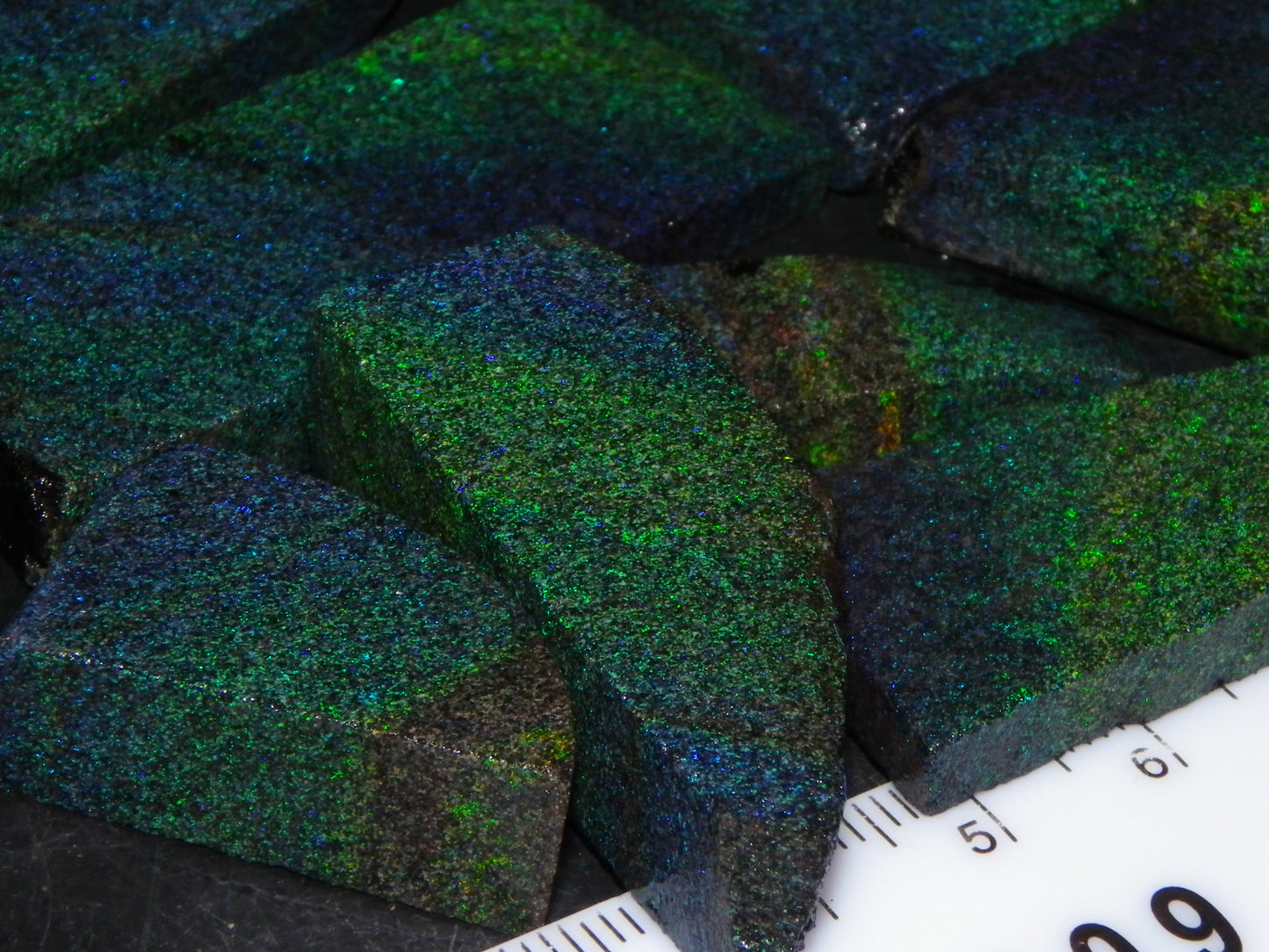 Nice Rough/Sliced/Treated Andamooka Matrix Opal Parcel 383cts Blue/Green Mist/Pinfires matching material