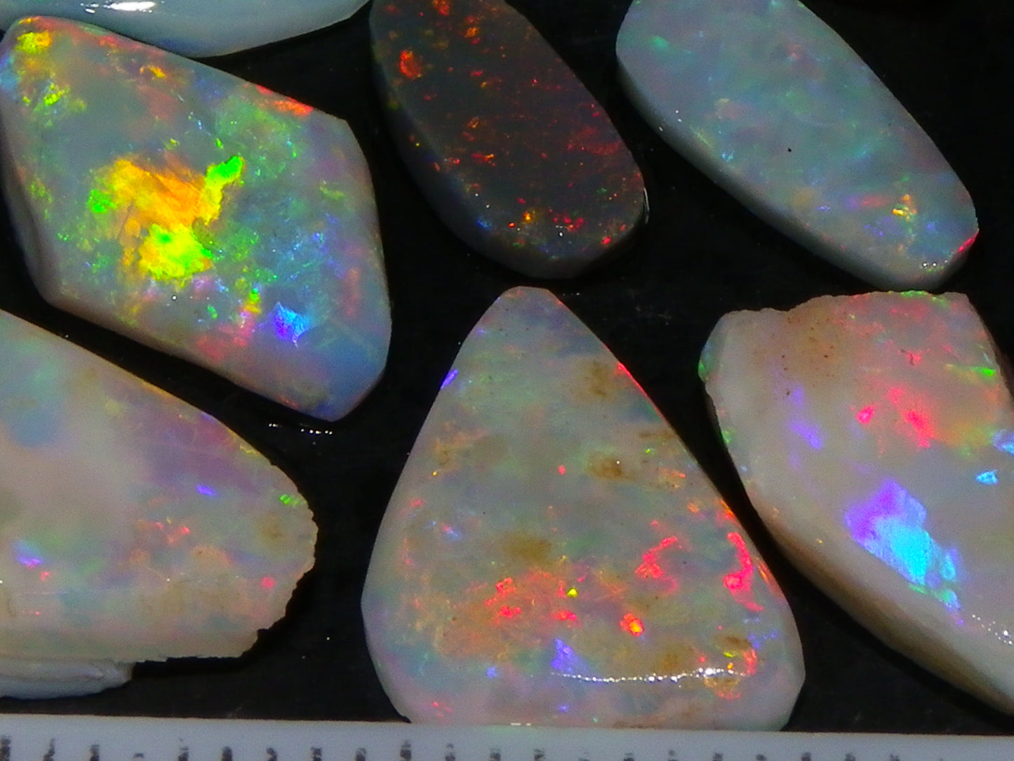 Nice Rubbed Lightning Ridge Opal Parcel 23.1cts Bright Fires/Crysta/Light Base Multicolours