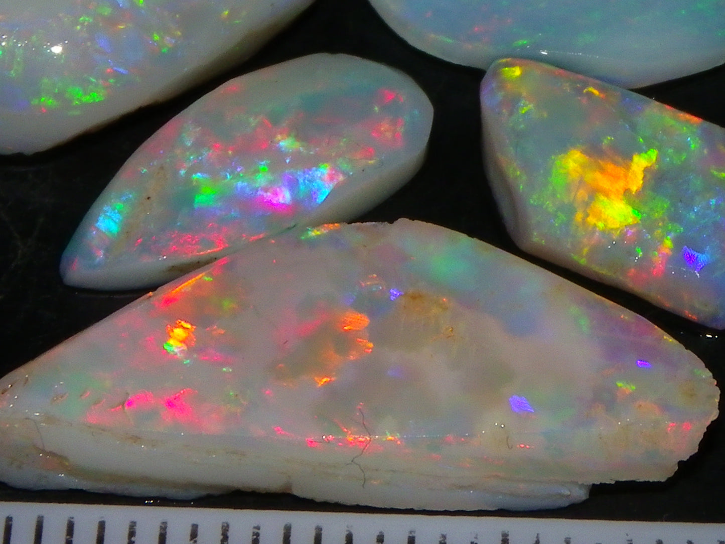 Nice Rubbed Lightning Ridge Opal Parcel 23.1cts Bright Fires/Crysta/Light Base Multicolours