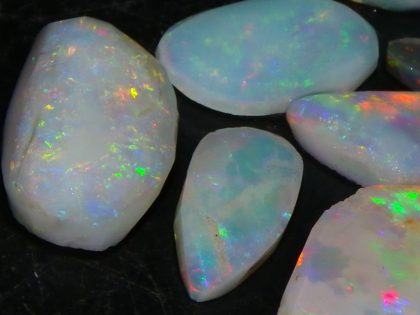 Nice Rubbed Lightning Ridge Opal Parcel 23.1cts Bright Fires/Crysta/Light Base Multicolours