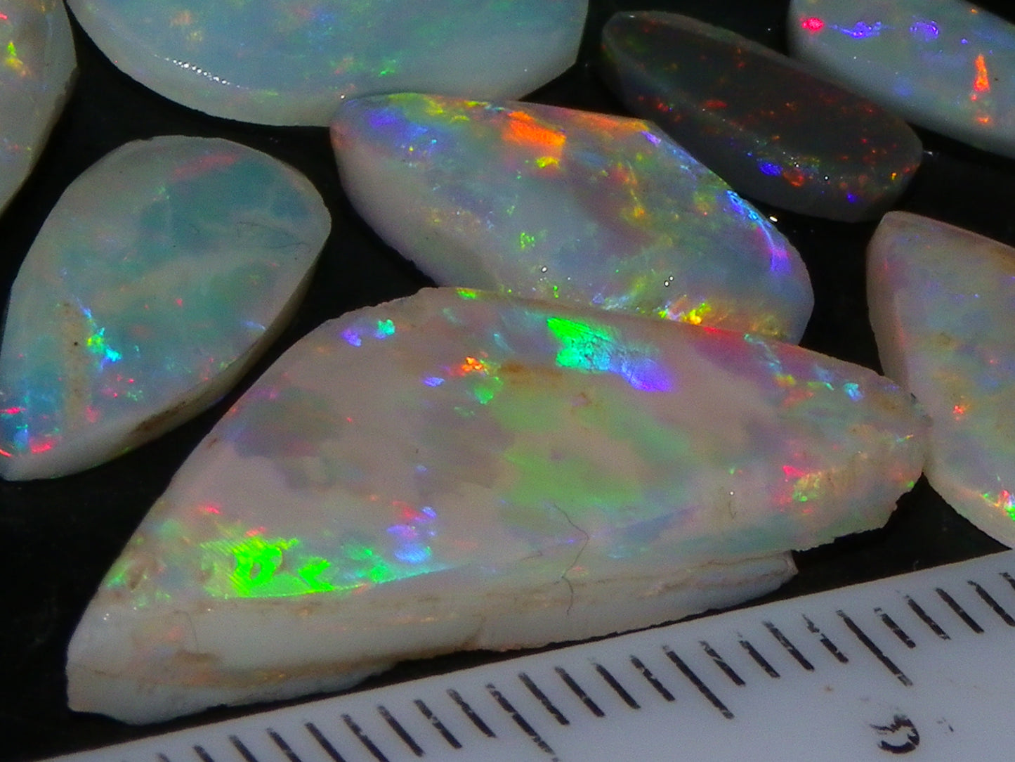 Nice Rubbed Lightning Ridge Opal Parcel 23.1cts Bright Fires/Crysta/Light Base Multicolours