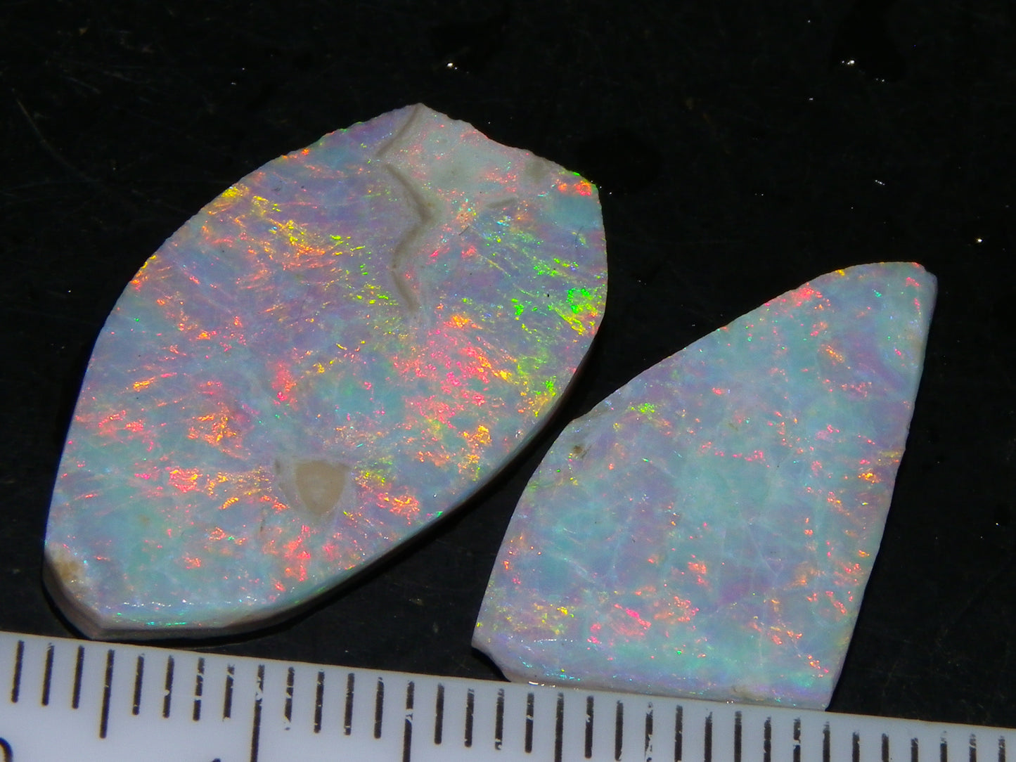 2 Super Bright Mintabie Seam Opal Rubs/Rough 11.12cts Australia Red/Orange/Green Fires