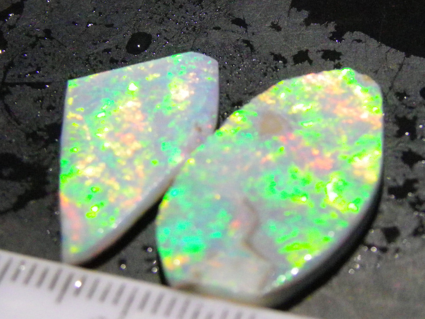 2 Super Bright Mintabie Seam Opal Rubs/Rough 11.12cts Australia Red/Orange/Green Fires