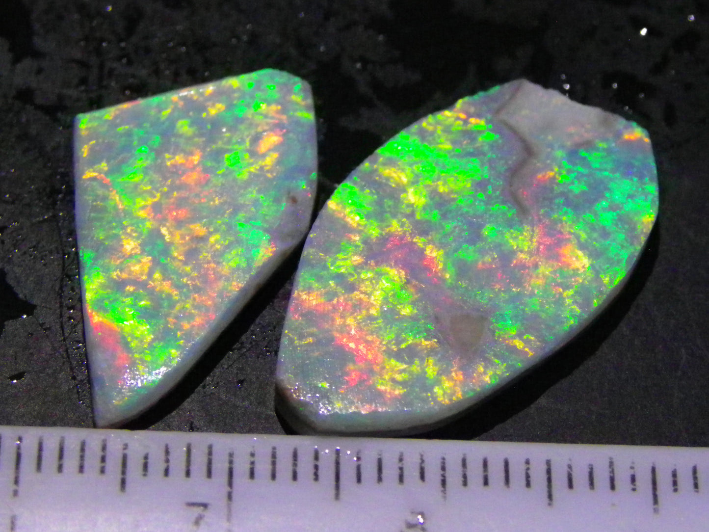 2 Super Bright Mintabie Seam Opal Rubs/Rough 11.12cts Australia Red/Orange/Green Fires