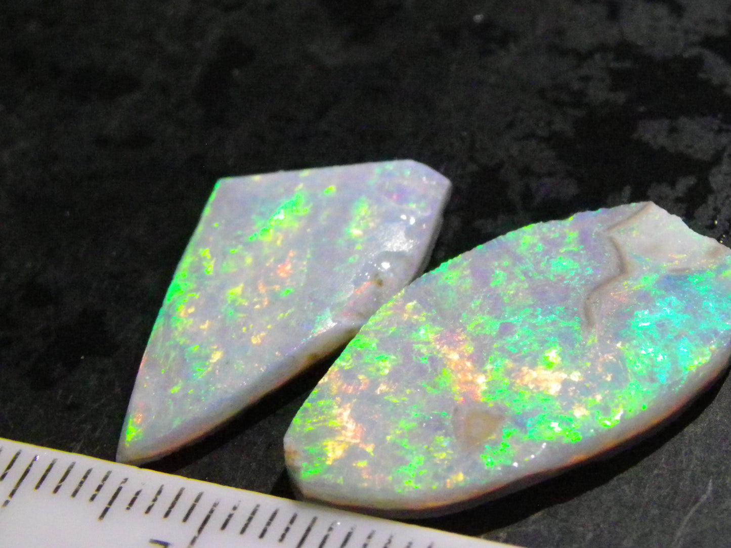 2 Super Bright Mintabie Seam Opal Rubs/Rough 11.12cts Australia Red/Orange/Green Fires