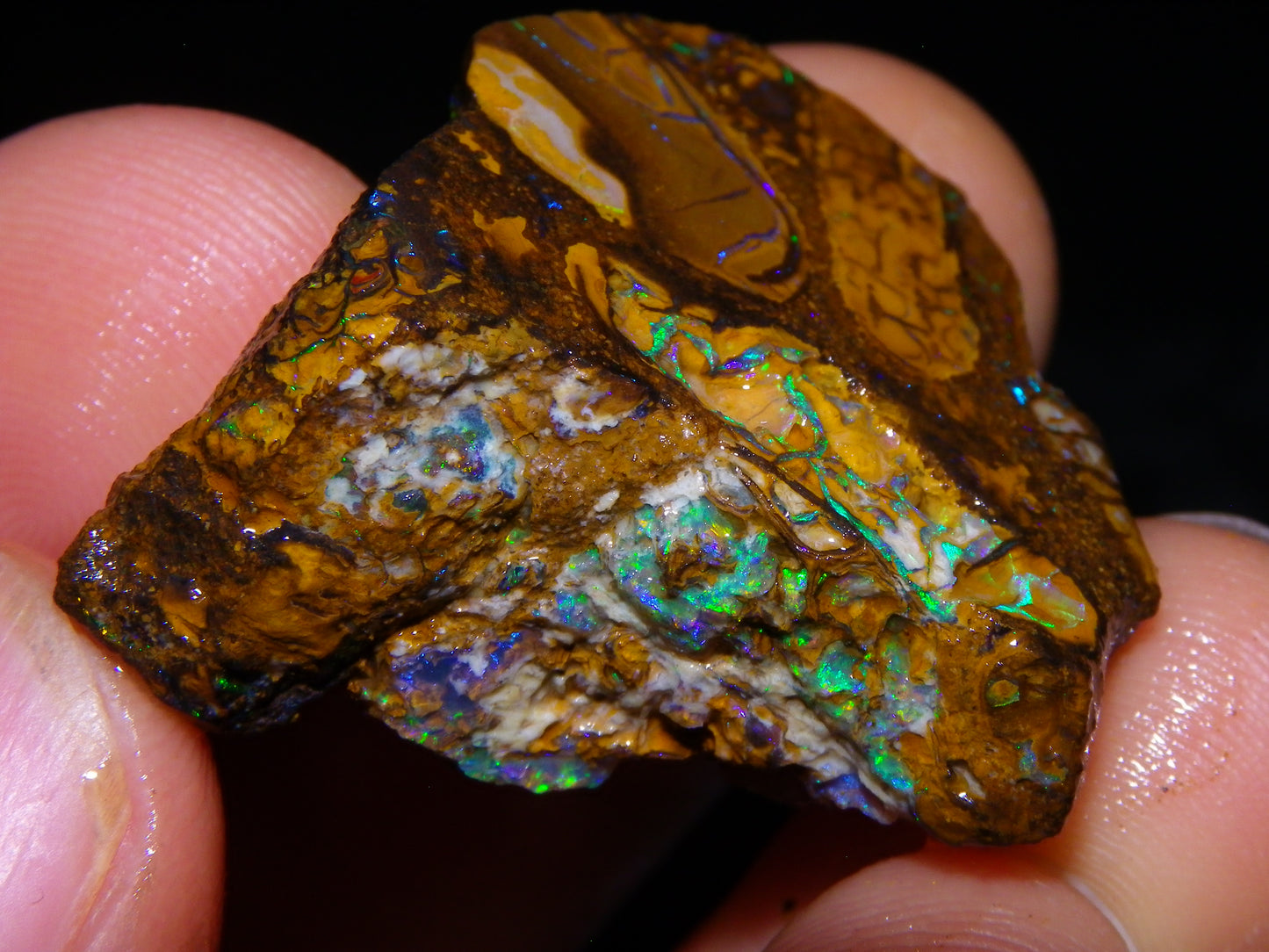 4 Nice Rough/sliced Koroit Opals 429cts Queensland Australia Blue/Green Fires/Patterns