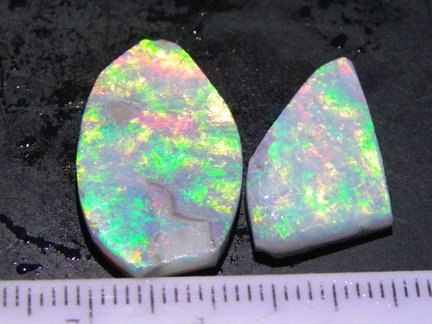 2 Super Bright Mintabie Seam Opal Rubs/Rough 11.12cts Australia Red/Orange/Green Fires