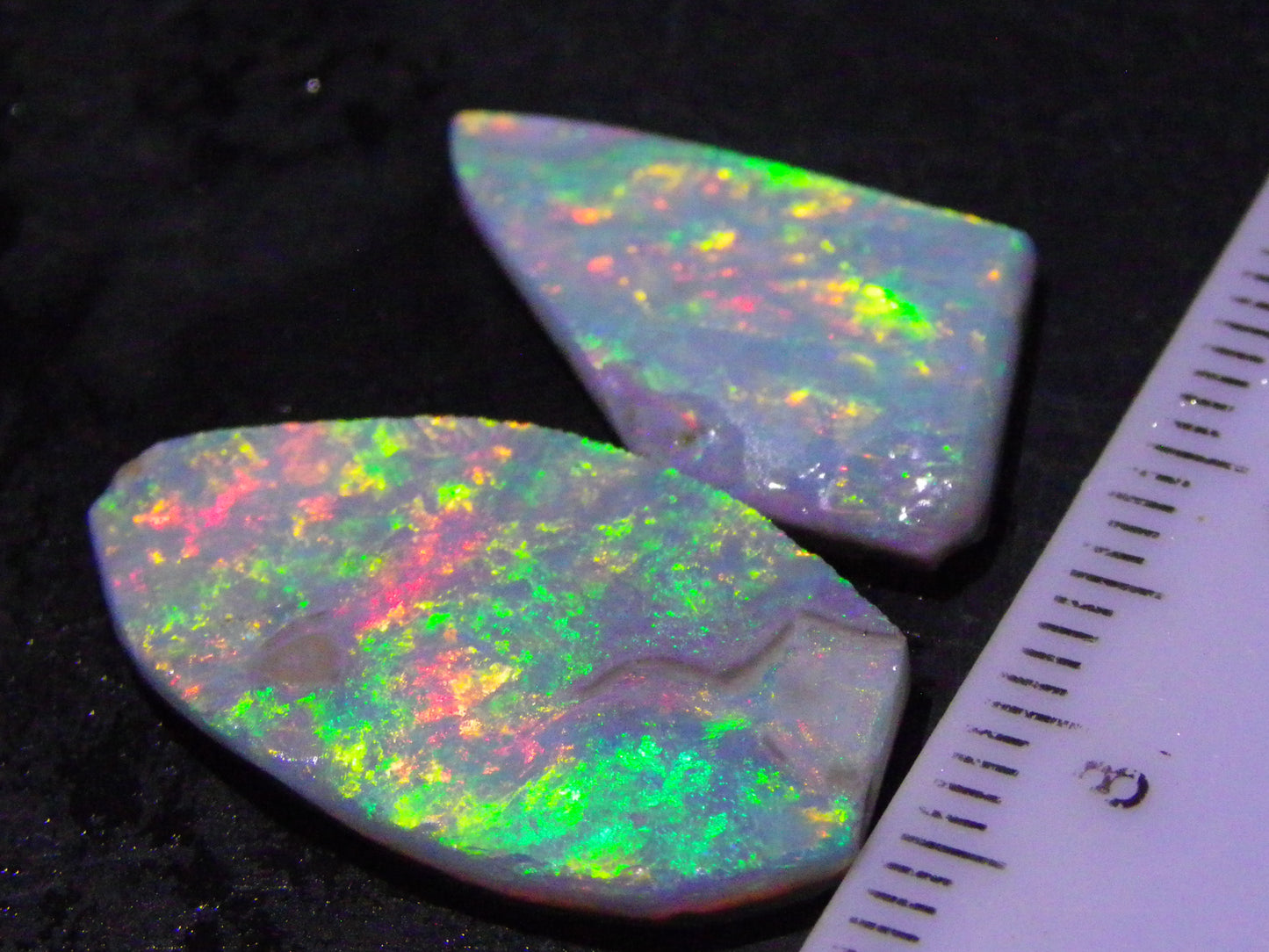 2 Super Bright Mintabie Seam Opal Rubs/Rough 11.12cts Australia Red/Orange/Green Fires