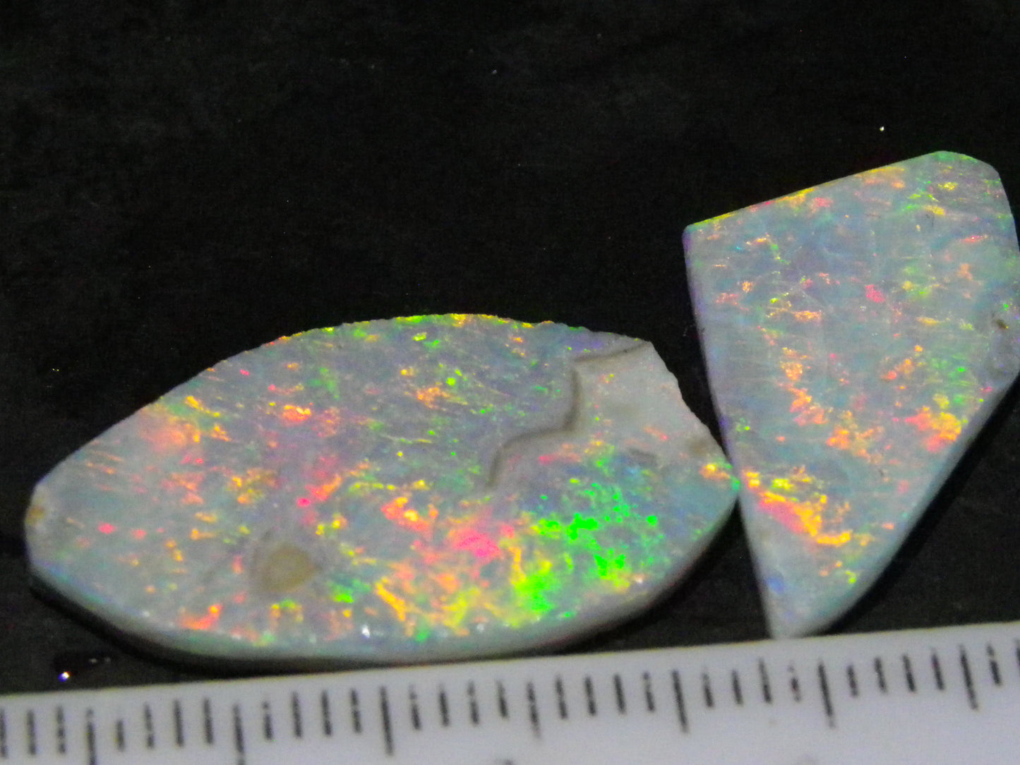 2 Super Bright Mintabie Seam Opal Rubs/Rough 11.12cts Australia Red/Orange/Green Fires