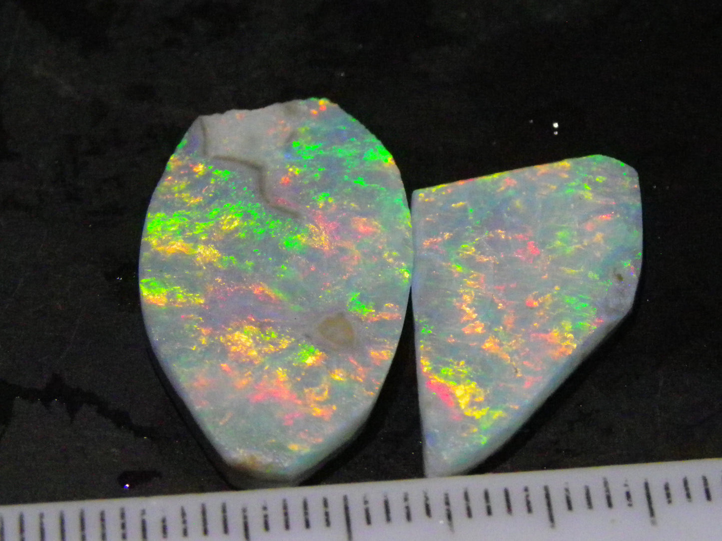 2 Super Bright Mintabie Seam Opal Rubs/Rough 11.12cts Australia Red/Orange/Green Fires