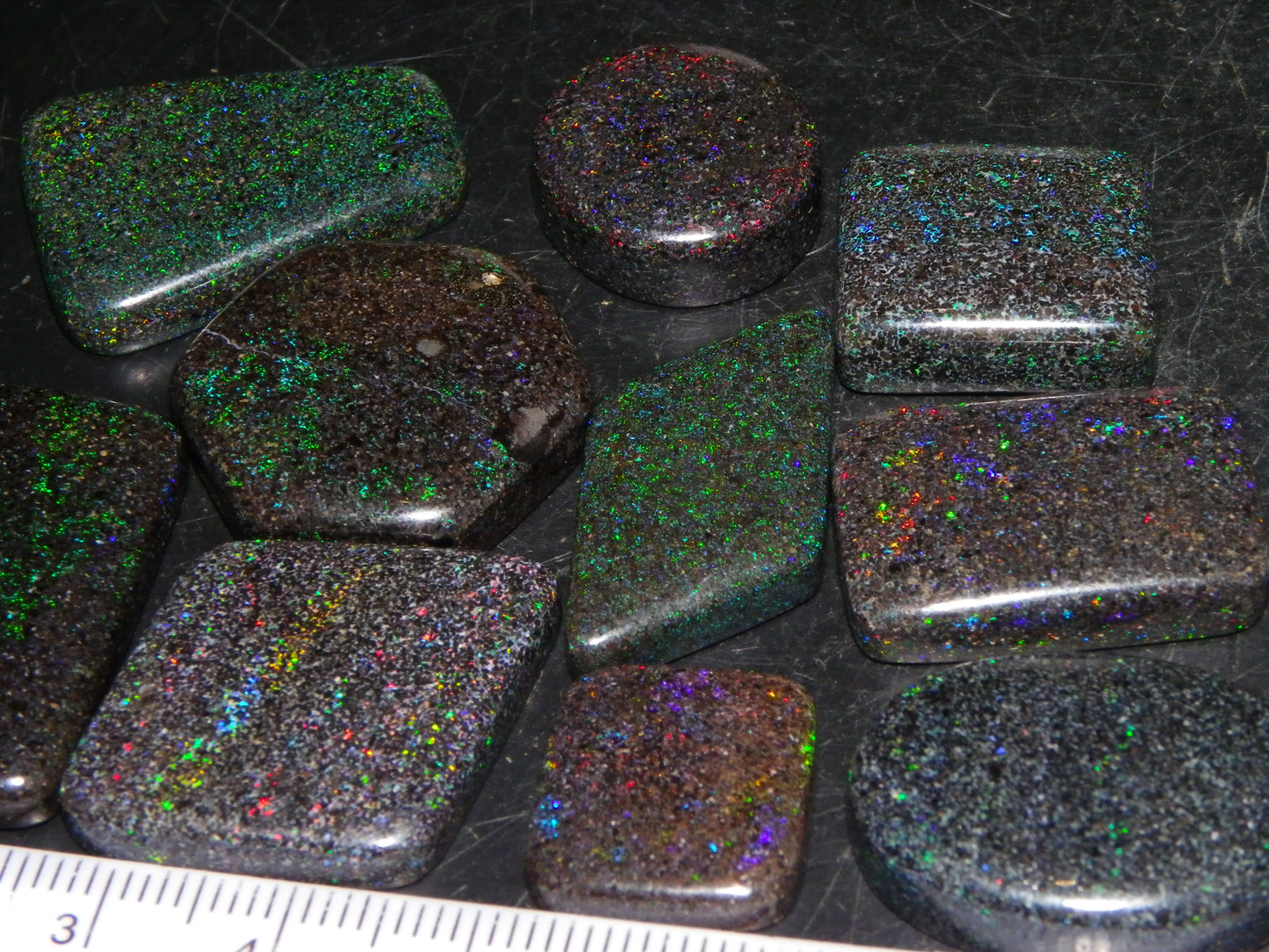 10 Cut/Polished Andamooka Matrix Opal Parcel 171cts Green/BLue/Red Fires Pendants