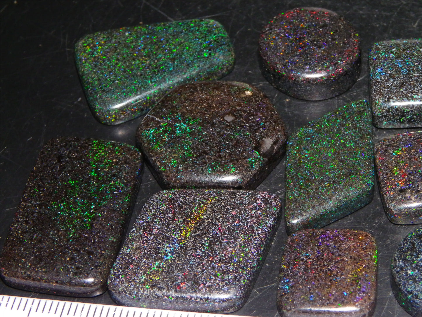 10 Cut/Polished Andamooka Matrix Opal Parcel 171cts Green/BLue/Red Fires Pendants