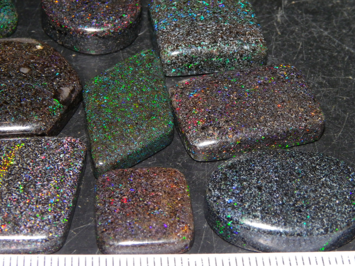 10 Cut/Polished Andamooka Matrix Opal Parcel 171cts Green/BLue/Red Fires Pendants
