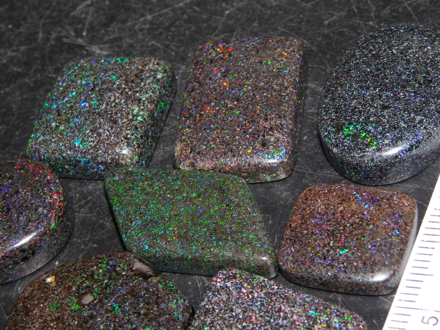 10 Cut/Polished Andamooka Matrix Opal Parcel 171cts Green/BLue/Red Fires Pendants