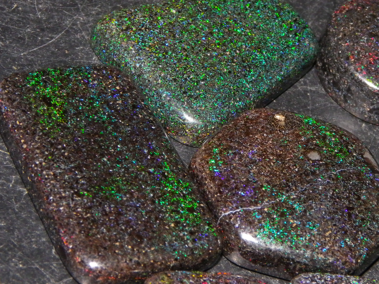 10 Cut/Polished Andamooka Matrix Opal Parcel 171cts Green/BLue/Red Fires Pendants