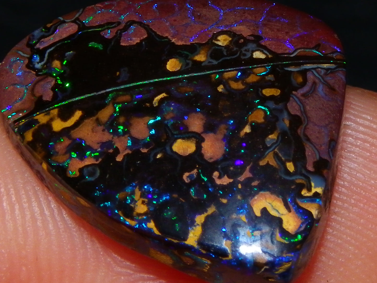3 Nice Gem Cut/Polished Koroit Opals 35.31cts 2 Wood Replacement 1 Pattern Red/Green Fires