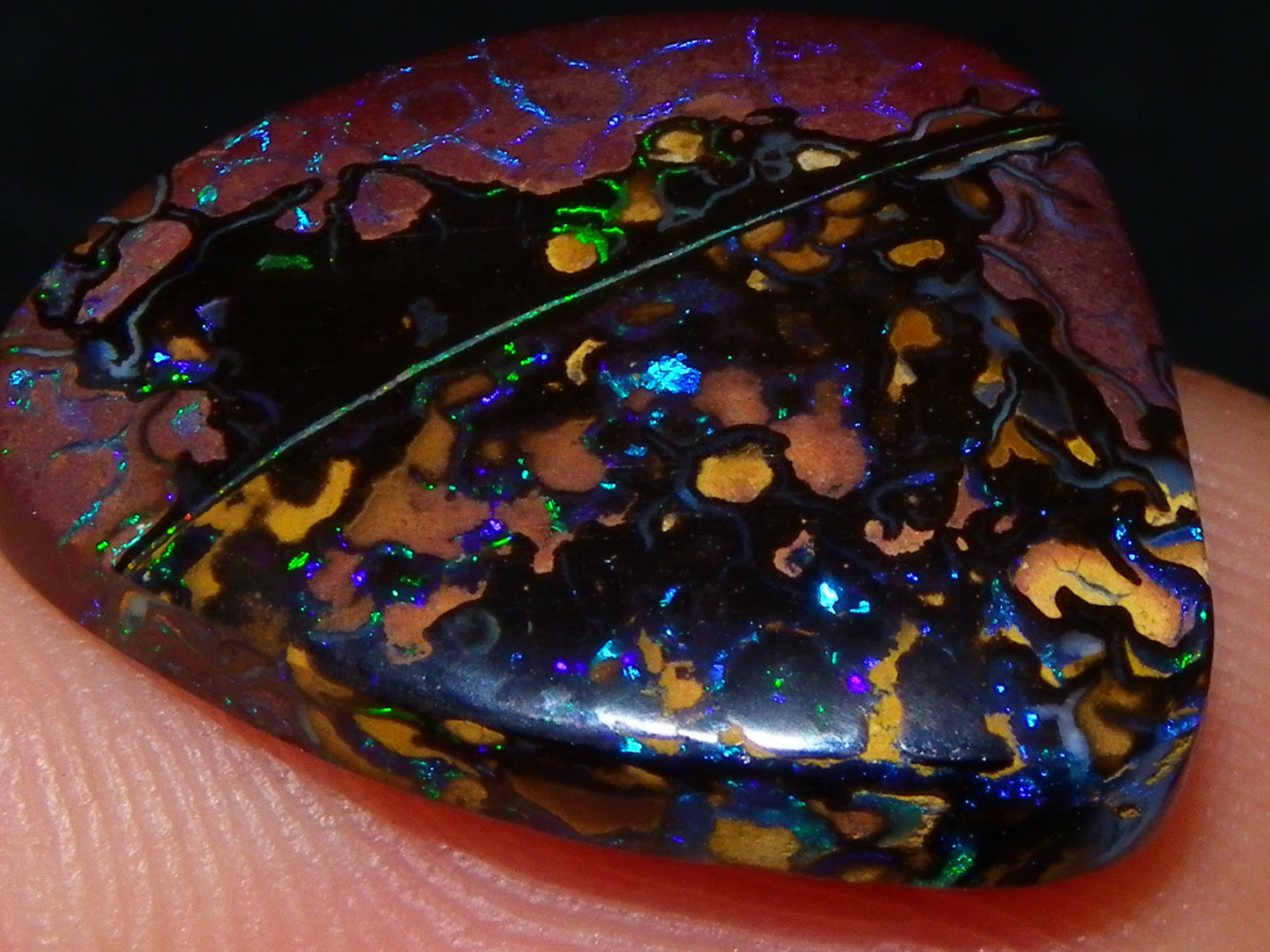 3 Nice Gem Cut/Polished Koroit Opals 35.31cts 2 Wood Replacement 1 Pattern Red/Green Fires