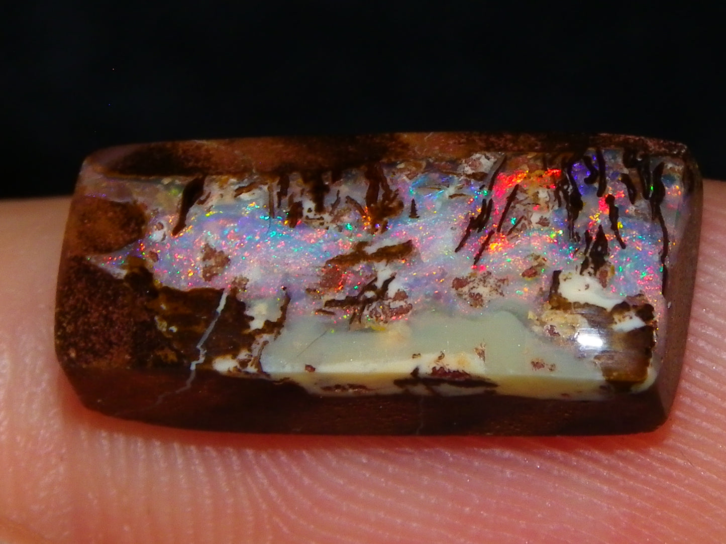 3 Nice Gem Cut/Polished Koroit Opals 35.31cts 2 Wood Replacement 1 Pattern Red/Green Fires